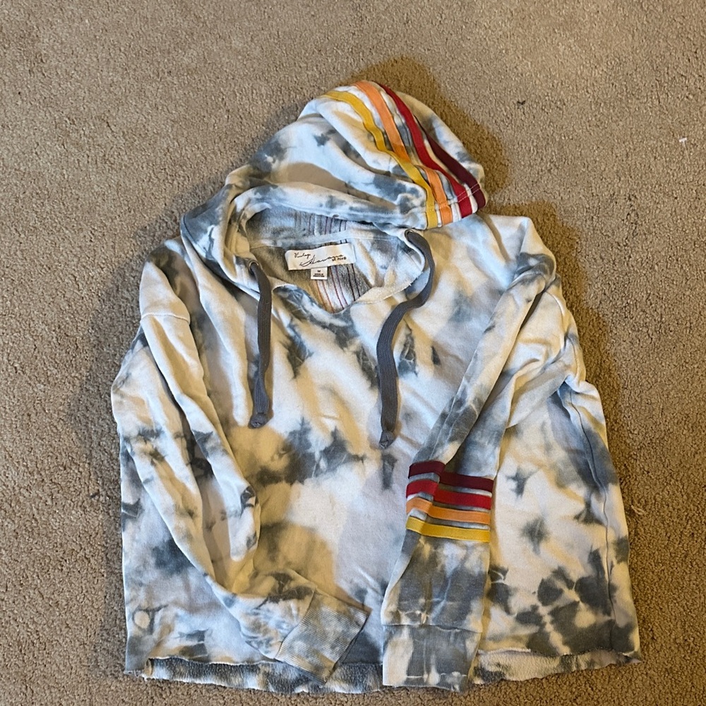 Vintage Havana  M medium Tie-Dye Hoodie with Stripes